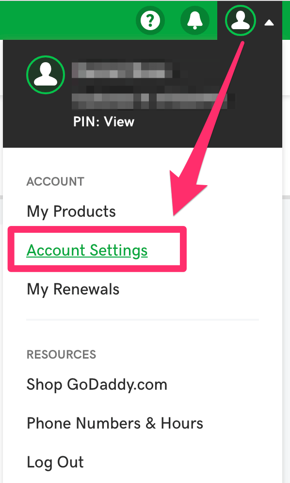 godaddy account settings