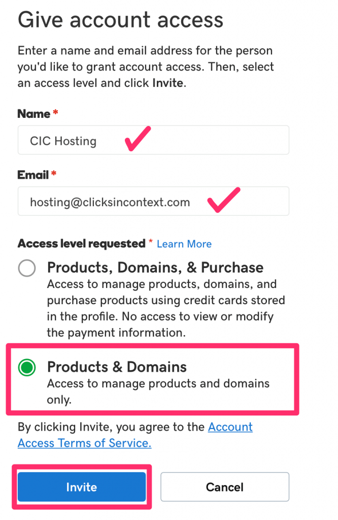 godaddy add user details