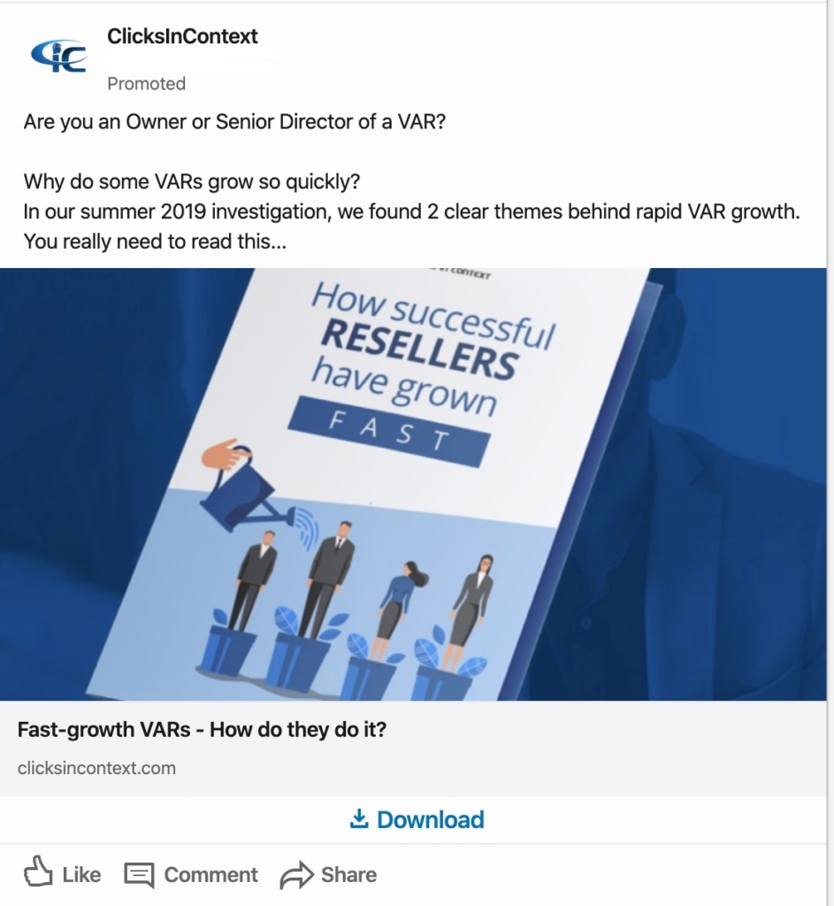 VAR LinkedIn Ad