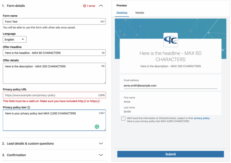 LinkedIn Ads Character Limits ClicksInContext Your Digital